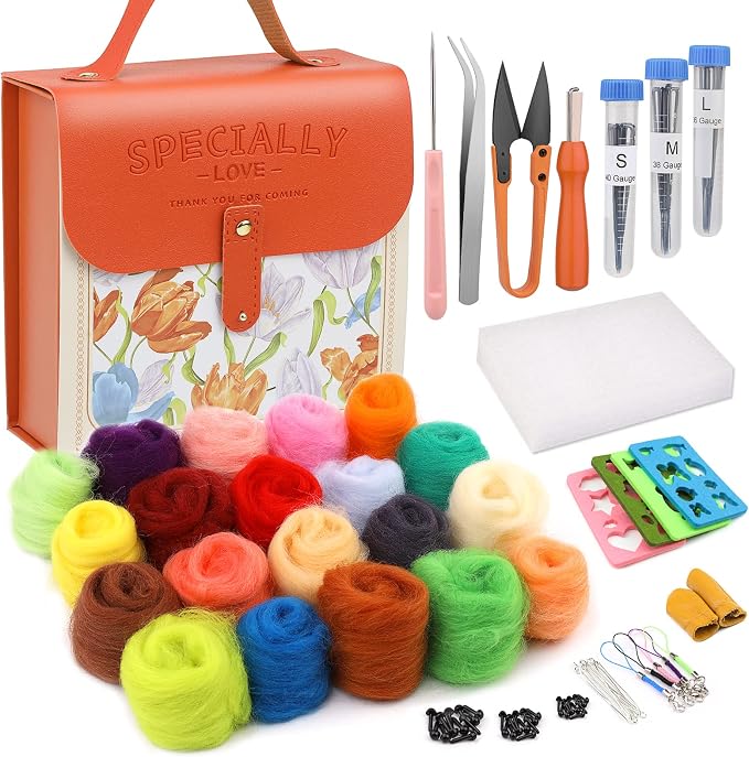 Mayboos Needle Felting Kit, Wool Roving 20 Colors Set, Wool Felting Tool by Mayboos