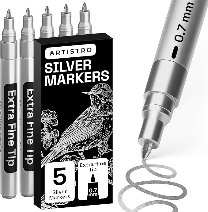 ARTISTRO 5 Silver Paint Pen for Rock, Painting by ARTISTRO