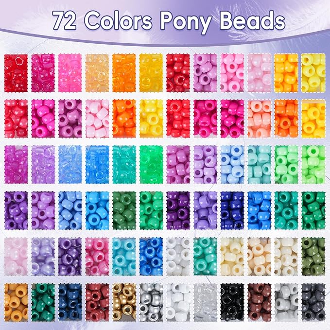QUEFE 72 Colors 3000pcs Pony Beads Bracelet Making Kit - Image 3