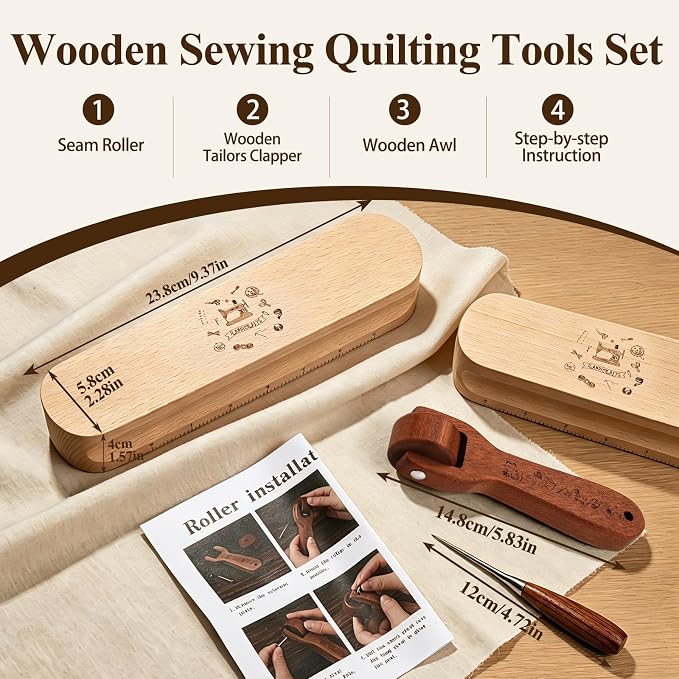 Fteven Tailors Clapper for Quilting, Wooden Tailors Clapper/Quilting Seam - Image 2