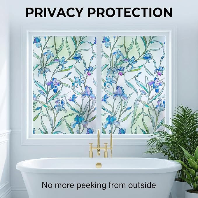 Coavas Stained Glass Window Film Privacy Static Cling - Image 5