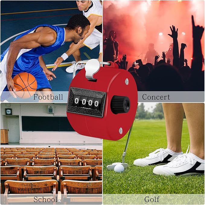 12 Pcs Hand Tally Counter 4-Digit Lap Counter Clicker, Manual Mechanical Handheld Pitch Click Counter with Finger Ring for School Golf & Knitting Row Croche