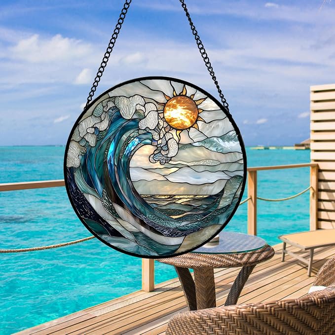DASTOLL Stained Glass Window Hanging, and Mom 14.9x14.9 in - Image 3