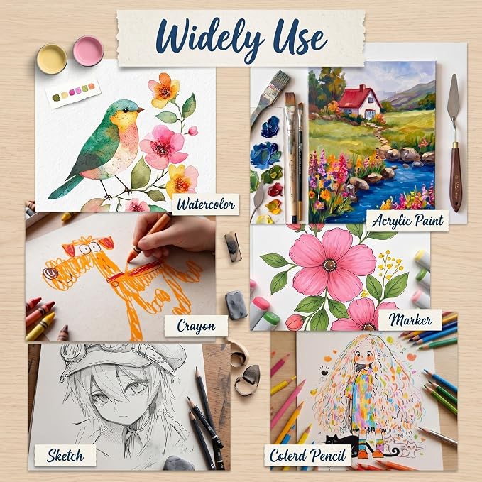 TaoBary 300 Pcs Watercolor Paper Bulk 5 x 7 Inch White Cold Press Watercolor - Image 3