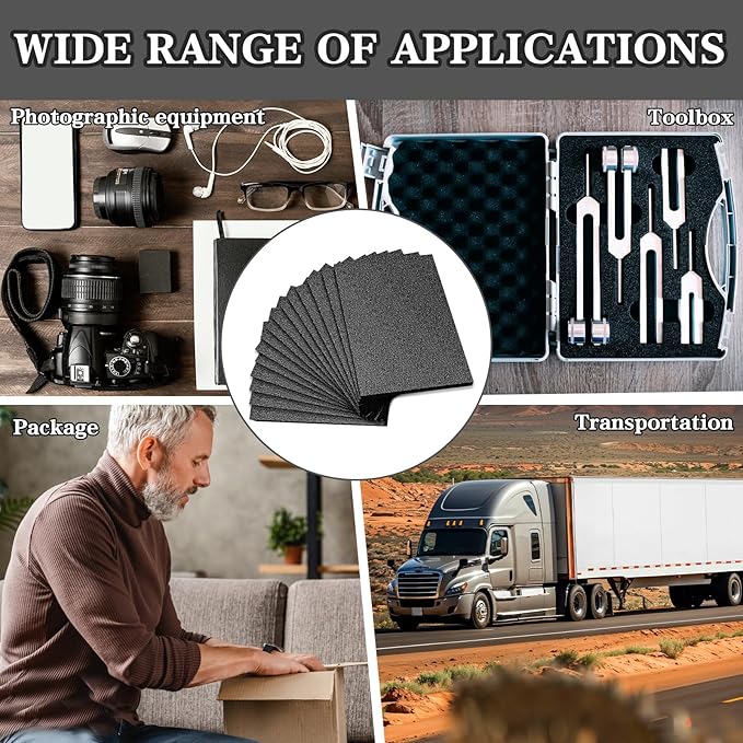 15 Pcs 12" x 8" x 0.5" Polyethylene Foam Thick Foam Sheet Firm Black Foam Padding PE Foam Packing Foam Pieces for Craft Shipping Moving