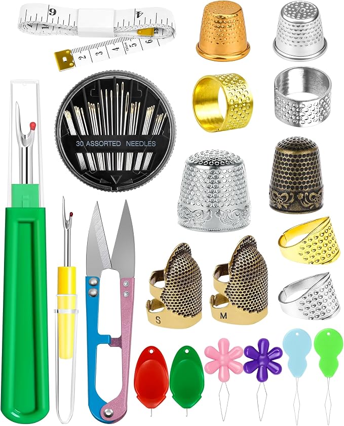 FIVEIZERO Sewing Thimble Kit for Hand Sewing, Metal Finger Protectors for by FIVEIZERO