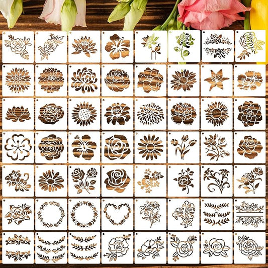 Flower Stencils for Painting 3inch Flower Stencil Small Floral Stencil Drawing Templates for Wood Wall Card DIY Projects