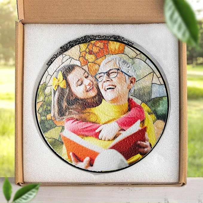 LOVELYPOD Personalized Grandma Stained Glass Sun Catcher, Photo Family Portrait - Image 2