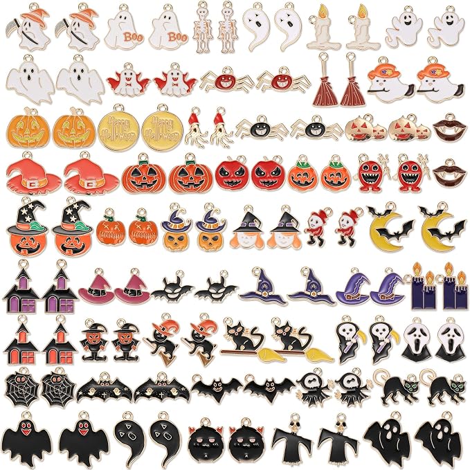 100Pcs 50 Pairs Halloween Charms by ProfessionalDIYArtSupplier