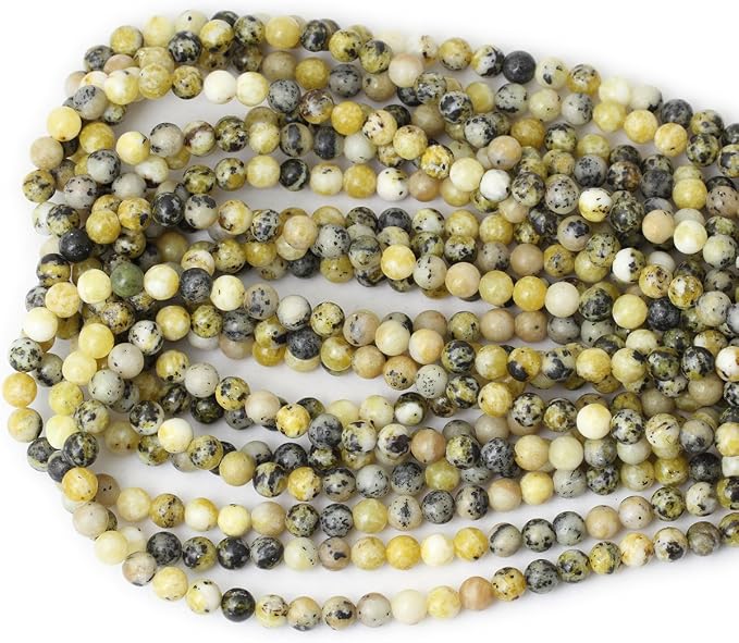 60PCS 6mm Natural Yellow Turquoise Gemstone Round Loose Beads Stone Beads - Image 3