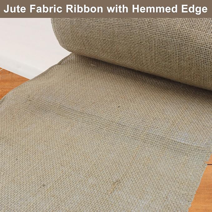 12" Wide Natural Burlap Fabric - 10 Yards Jute Ribbon for Gift Wrapping, Wedding Decorations, Rustic Crafts, Wreaths & Home Decoration (30cm Wide)