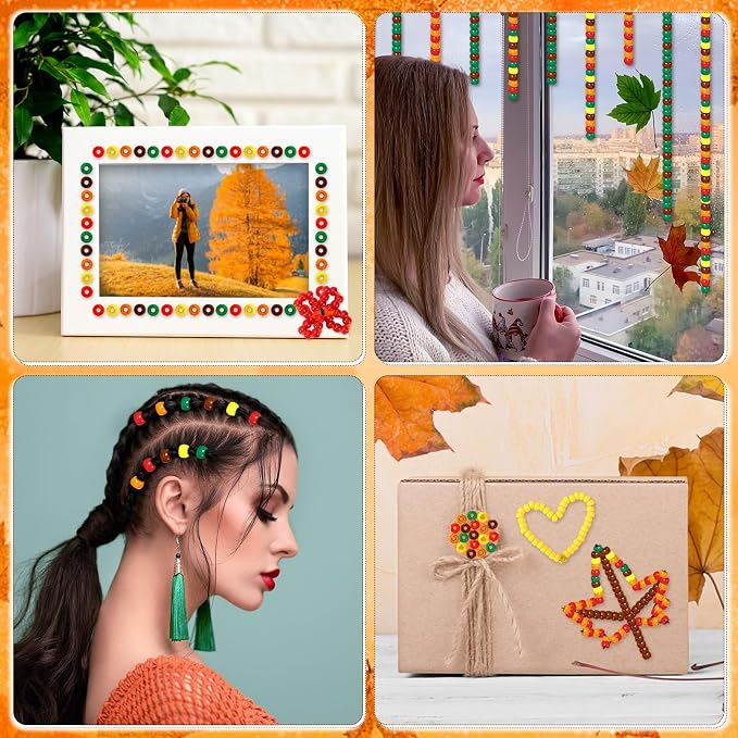 UPINS 1200Pcs Fall Colored Pony Beads - Image 5