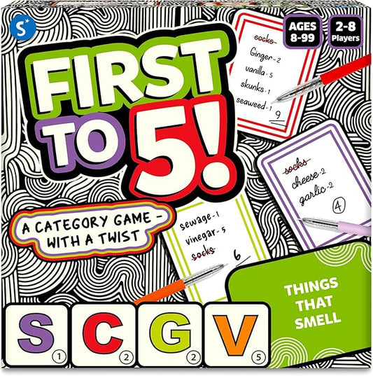 Skillmatics Board & Card Game - First to 5, Category Game with a Twist, Quick Thinking, Perfect for Parties, Christmas, Family Game Nights, Gifts for Kids, Teens, Adults, Ages 8, 9, 10 & Up