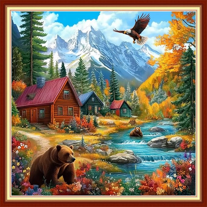 Joyhoor Cross Stitch Kits for Beginners Stamped Cross-Stitch Supplies by JoyhoorCrossStitchKits