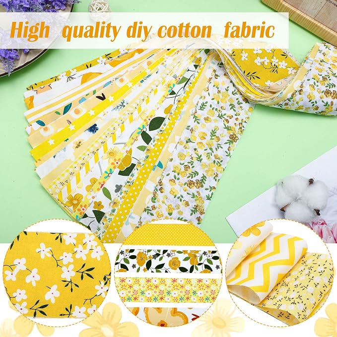 Hosuly 40 Pcs Yellow Floral Jelly Fabric - Image 6