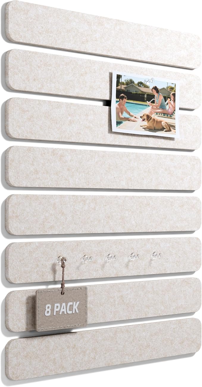 Fluxynara Cork Board Alternative Felt Strip Board 8-Pack 13"x2", Office Pin by FLUXYNARA