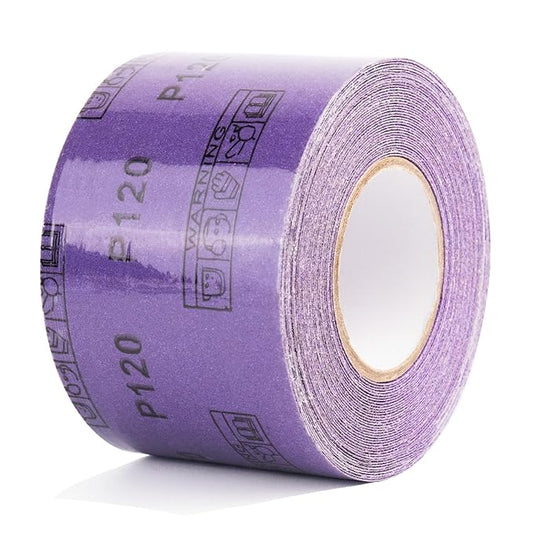 150 Grit PSA Purple Film Ceramic Sandpaper Roll, 2-3/4" Wide Continuous 10 Yard Longboard Sanding Roll Wet Dry Sanding Blocks Self Adhesive Sticky Back Sanding Sheets for Woodworking Automotive