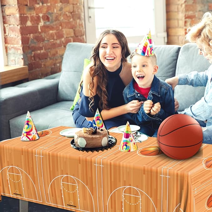 Basketball Party Decorations 2PCS Basketball Plastic Tablecloths Disposable - Image 3