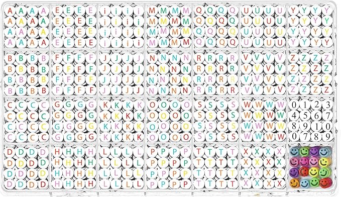 YMSDZHL Alphabet Beads A-Z 1400Pcs Letter Beads, Acrylic 4x7mm Round Letter by YMSDZHL