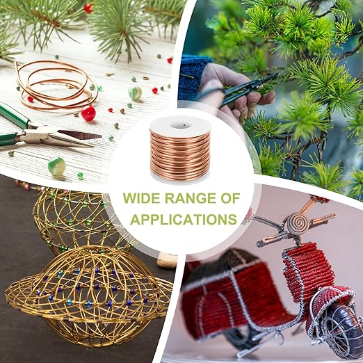 MECCANIXITY 9 Gauge Anodized Aluminum Craft Wire Bendable Bonsai Training Wire 56 Feet 3mm for Sculpting Crafts Wreath Floral Beading Jewelry Making, Copper Tone