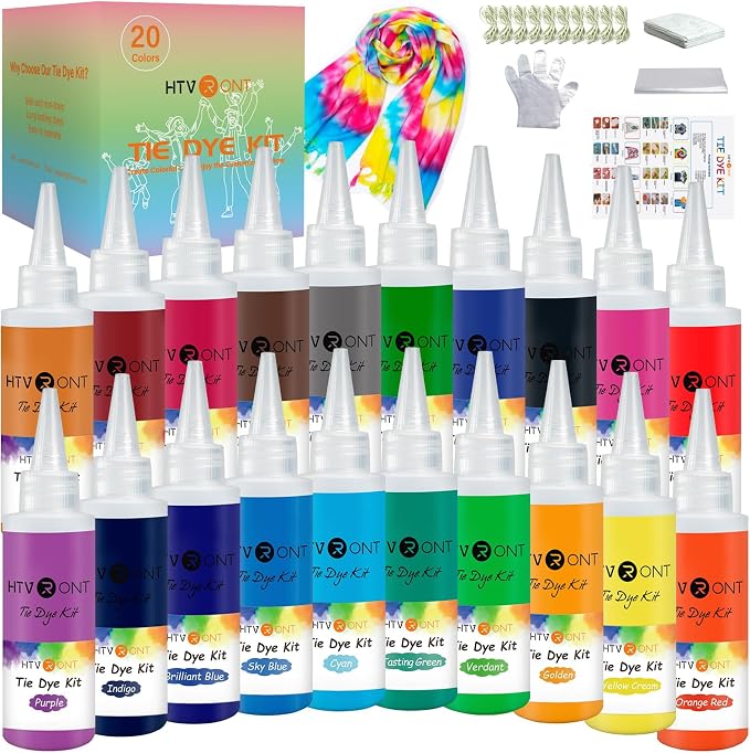 HTVRONT Tie Dye Kit for Large Groups, 20 Colors Tye Dye for Kids & Adults | - Image 8