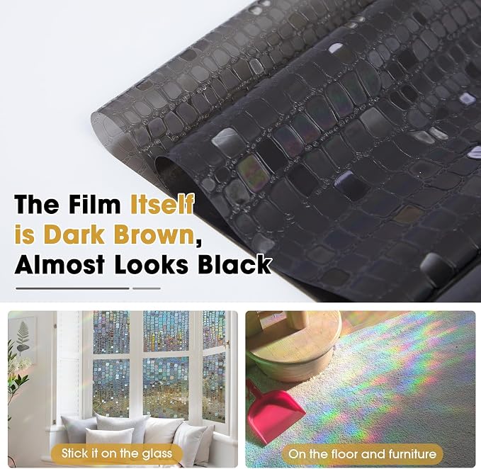 Windimiley Window Privacy Film 3D Rainbow Stained Glass Static Clings Bathroom - Image 9