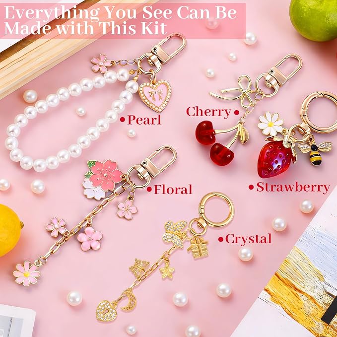 Wurosi 945 Pcs Bag Charm Kit, Charms Lip Gloss Keychain Making Kit, Beaded - Image 4