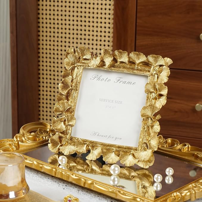 Cuspin 5x5 Picture Frame Vintage Gold Frames, Antique Square Photo Frame - Image 2