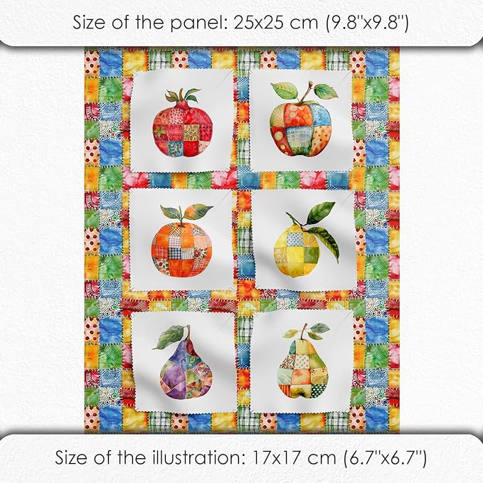 Fruit Patchwork Cotton Fabric Panel – 6 Fruit Designs + Bonus Patchwork Sheet - Image 6