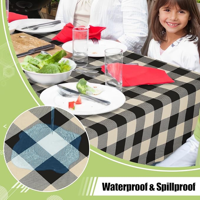 Smiry Rectangle Table Cloth, Waterproof Vinyl Tablecloth - Image 2