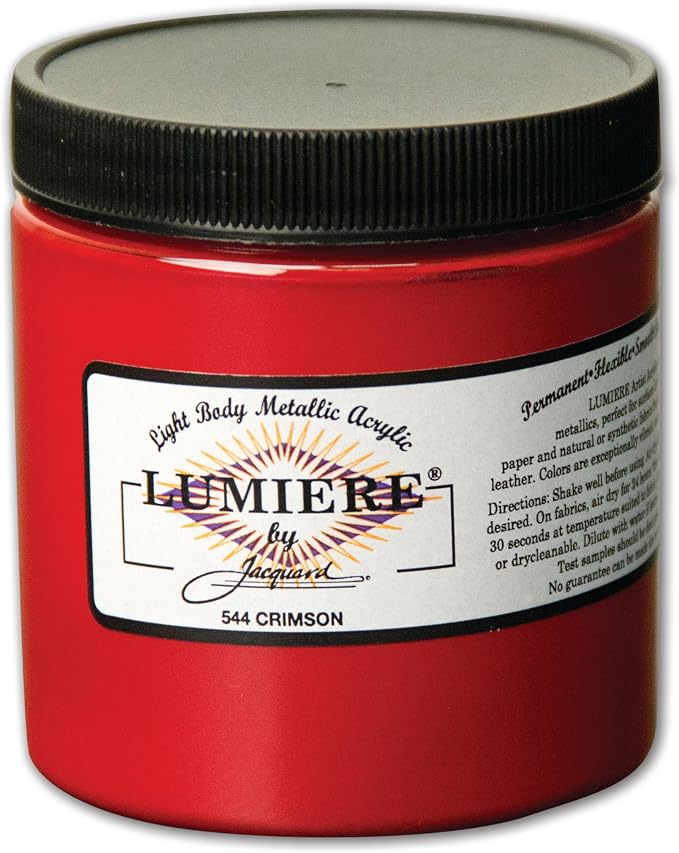 Jacquard Lumiere 8oz Fabric Paint Crimson by Jacquard
