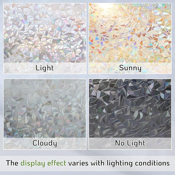 LUTE Rainbow Window Privacy Film, Stained Glass Cling, 35.4" x 157.4" | 3D - Image 8