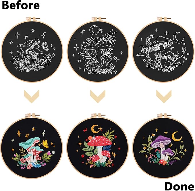 Nuberlic 3 Pack Embroidery Kit for Adults Beginners, Stamped Cross Stitch - Image 3