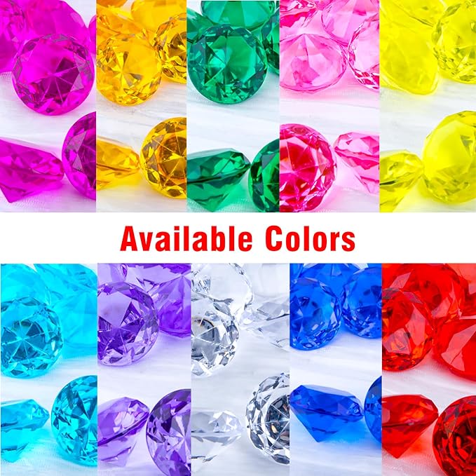 Niceup 26PCS Pink Acrylic Diamond Big Gemstones 1.5in Princess Pirate Mermaid - Image 6