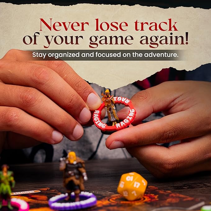 Futhark DND Condition Rings Set: 112 Vibrant DND Condition Markers to Eliminate Confusion - Great DND Gift in Exceptional Storage Box - RPG Accessories for Unforgettable Dungeons and Dragons Nights