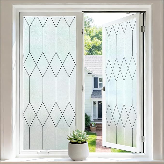 rabbitgoo Moroccan Pattern Static Cling Window Privacy Film, 29.5" x 118.1" | by rabbitgoo
