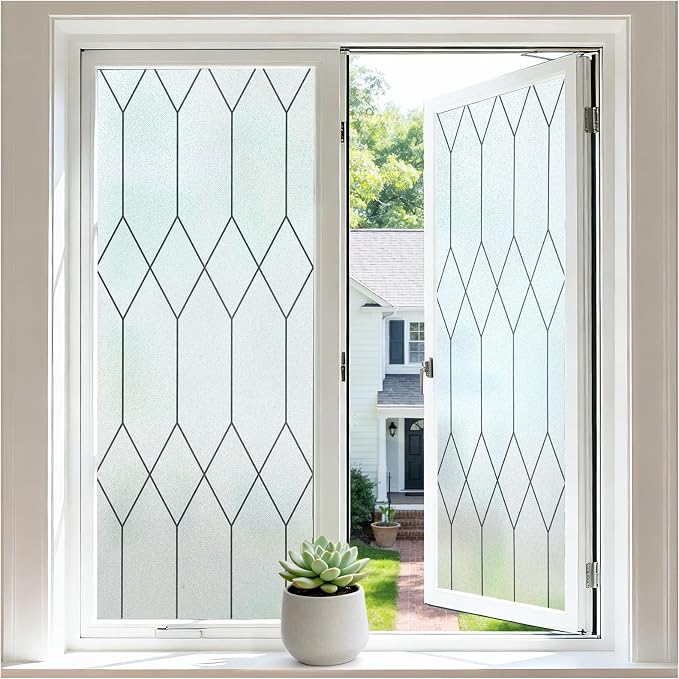 rabbitgoo Moroccan Pattern Static Cling Window Privacy Film, 35.4" x 118.1" | by rabbitgoo