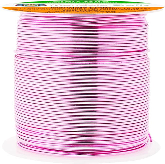Mandala Crafts 22 Gauge Anodized Aluminum Craft Wire for Jewelry Making - 100 FT Colored Flexible Pink Wire - Bendable for Bonsai Armature Crafting Sculpting