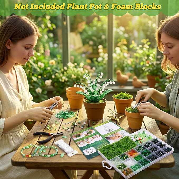 FOGWOWO 2628 Pcs Beaded Plant Kit Green Beads - Image 4