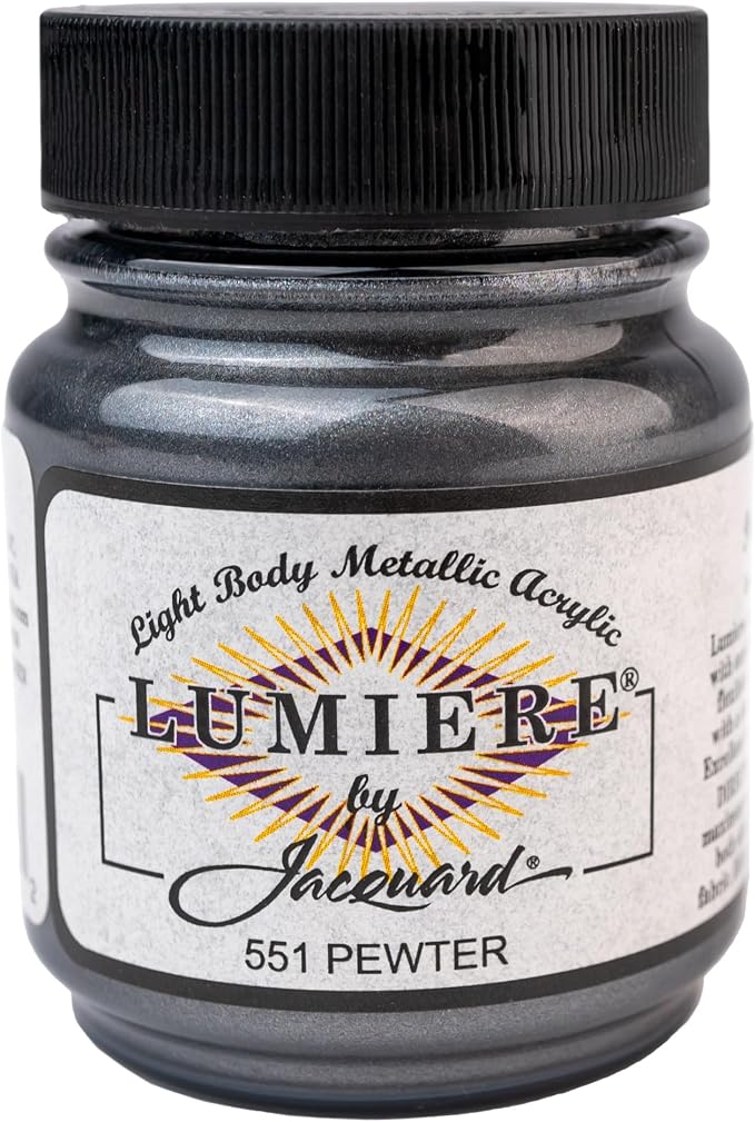Jacquard Lumiere 2.25oz Fabric Paint Pewter by Jacquard