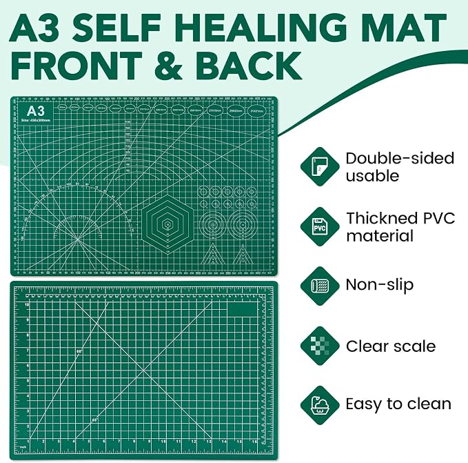 Cutting Mat 12"x18", 10 Pack Double-Sided 5-Ply Self Healing Sewing Cutting Mat - Image 4