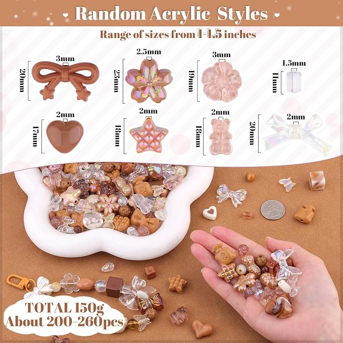 200-260PCS TINKRSTUFF Assorted Brown Acrylic Beads - Image 2