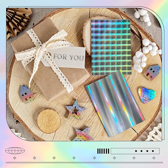 24 Sheets Holographic Cardstock 8.5 x 11in, 250gsm/92lb 6 Mixed Styles Metallic Cardstock Shiny Iridescent Mirror Paper Thick Foil Board for Scrapbook,Card Making,Crafts,Party Decoration (Multicolor)