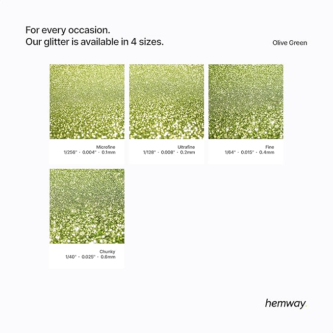 Hemway Glitter Grout Additive add Sparkle to Mosaic Tiles, Bathrooms, Wet Rooms, Kitchens, Tiled Based Rooms and Cement Based Grouts 100g / 3.5oz - Olive Green