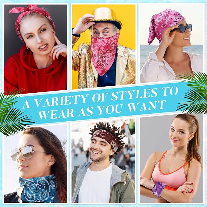 100 Pack Bandanas Unisex Paisley Bandanas Bulk Multi Purpose Cowboy Head Wrap - Image 6