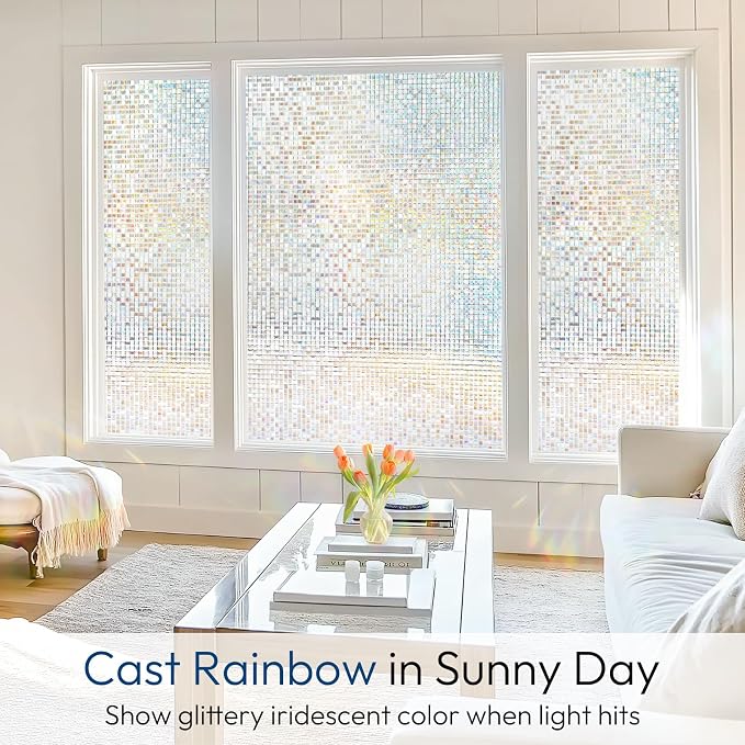 rabbitgoo Window Privacy Film, Mosaic Stained Glass Film, 17.5" x 78.7" | - Image 2