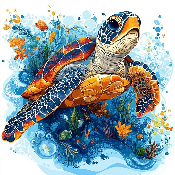 Fountor Sea Turtle Paint by Numbers Kit by Fountor
