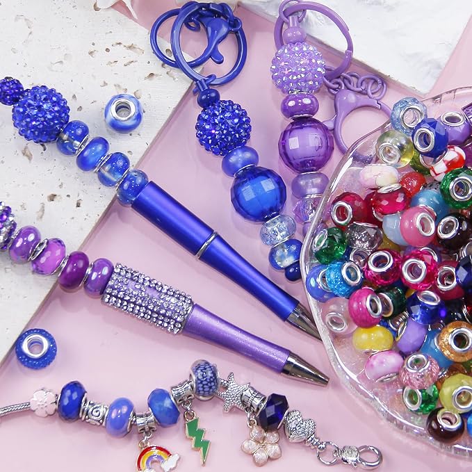 220Pcs Large Hole Beads Spacer Bead Mixed Color Assorted European Craft Big - Image 6