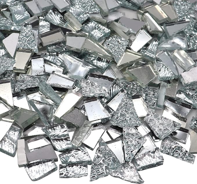 LITMIND Silver Mixed Irregular Glass Scraps Mosaic Tiles by LITMIND