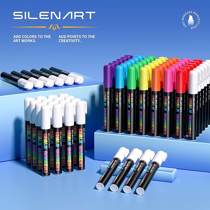 White Liquid Chalk Markers - Chalk Markers White - Dry Erase Markers Pen - for Chalkboard Signs, Windows, Blackboard, Glass